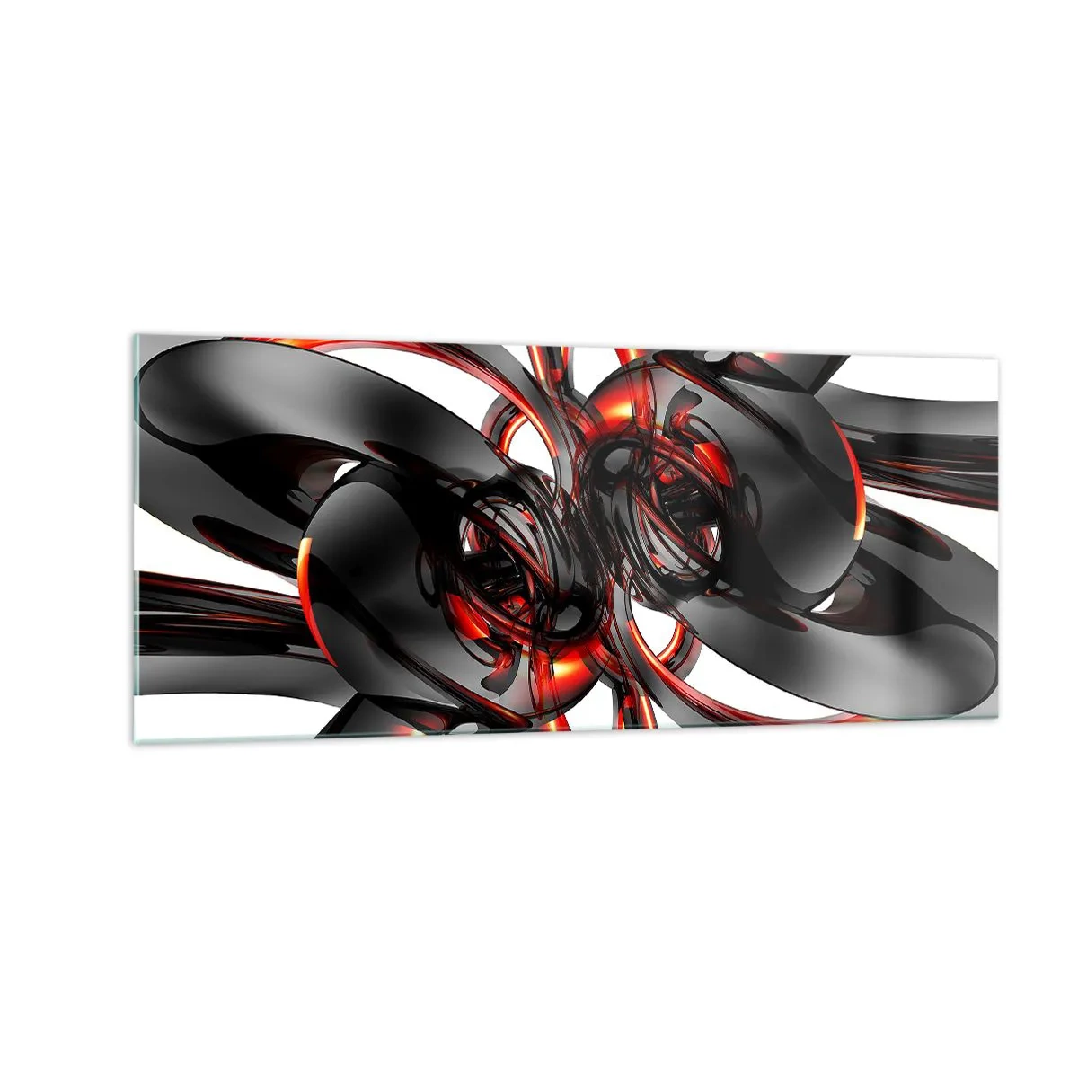 Glasbild - Bild auf glas - Uhrwerk in Graphit und Rot - 100x40 cm