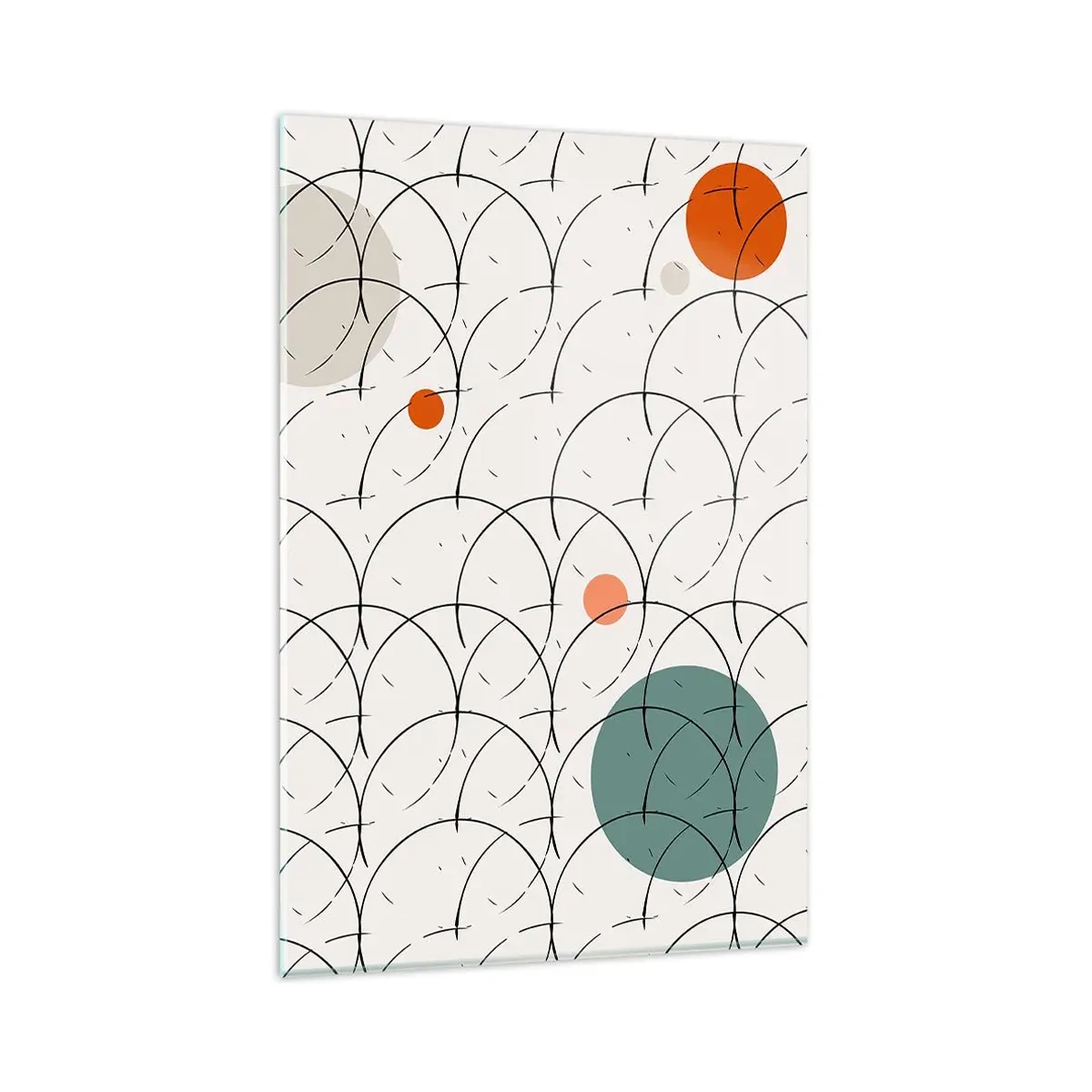 Glasbild - Bild auf glas - Geometrisches Muster mit bunten Kreisen auf hellem Hintergrund - 80x120cm - Im Pop-Art-Geist - Moderne Wanddekoration für Wohnzimmer und Schlafzimmer ARTTOR