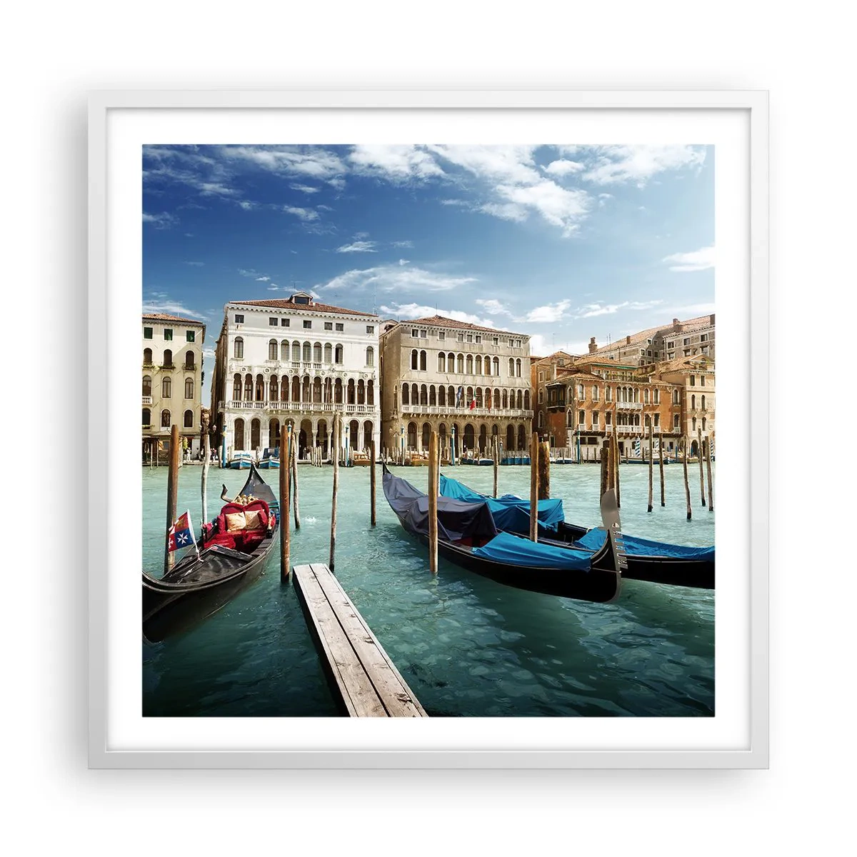 Poster in einem weißen Rahmen - Paläste in Blau - 60x60 cm