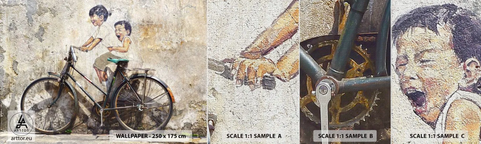 Fototapeten Muster Premium Canvas - Richtig oder falsch? - Abstraktion, Wandgemälde, Fahrrad - 100x30 cm