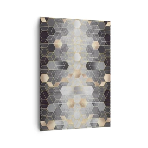 Bild auf Leinwand - Leinwandbild - Geometrisches Muster in goldenen Farbtönen - 70x100cm - Diamant-Komposition - Moderne Wanddekoration für Wohnzimmer und Schlafzimmer ARTTOR