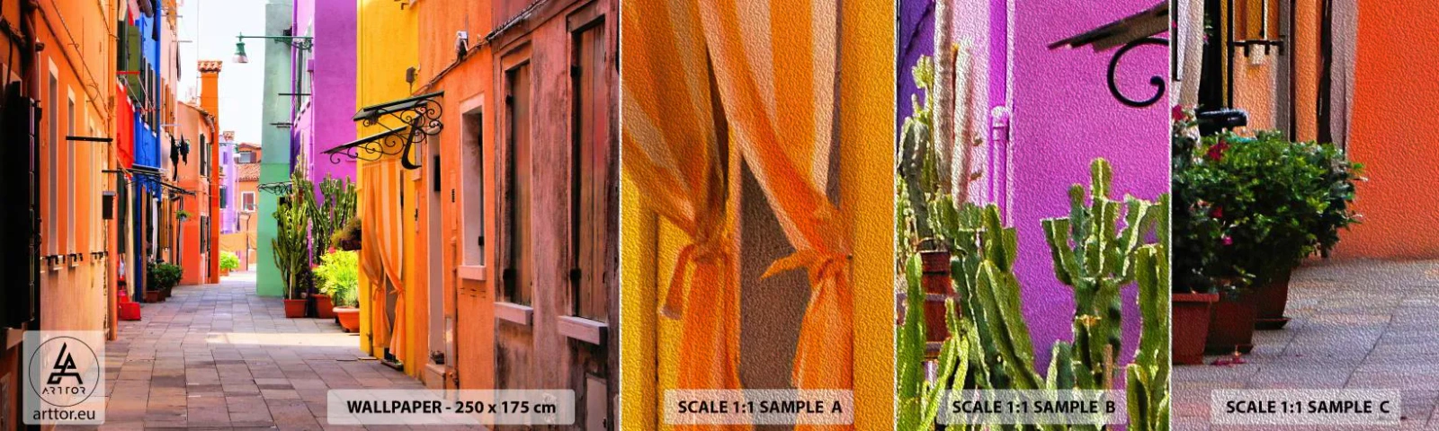 Fototapeten Muster Premium Sand - Regenbogengasse - Stadt, Venedig, Die Architektur - 100x30 cm