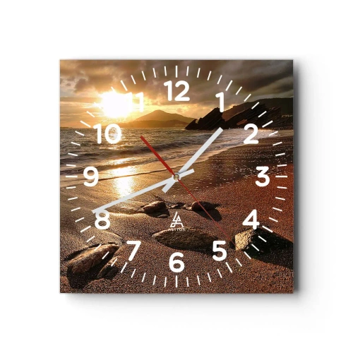 Wanduhr - Glasuhr - Folge der Sonne zu den Hügeln - 40x40 cm