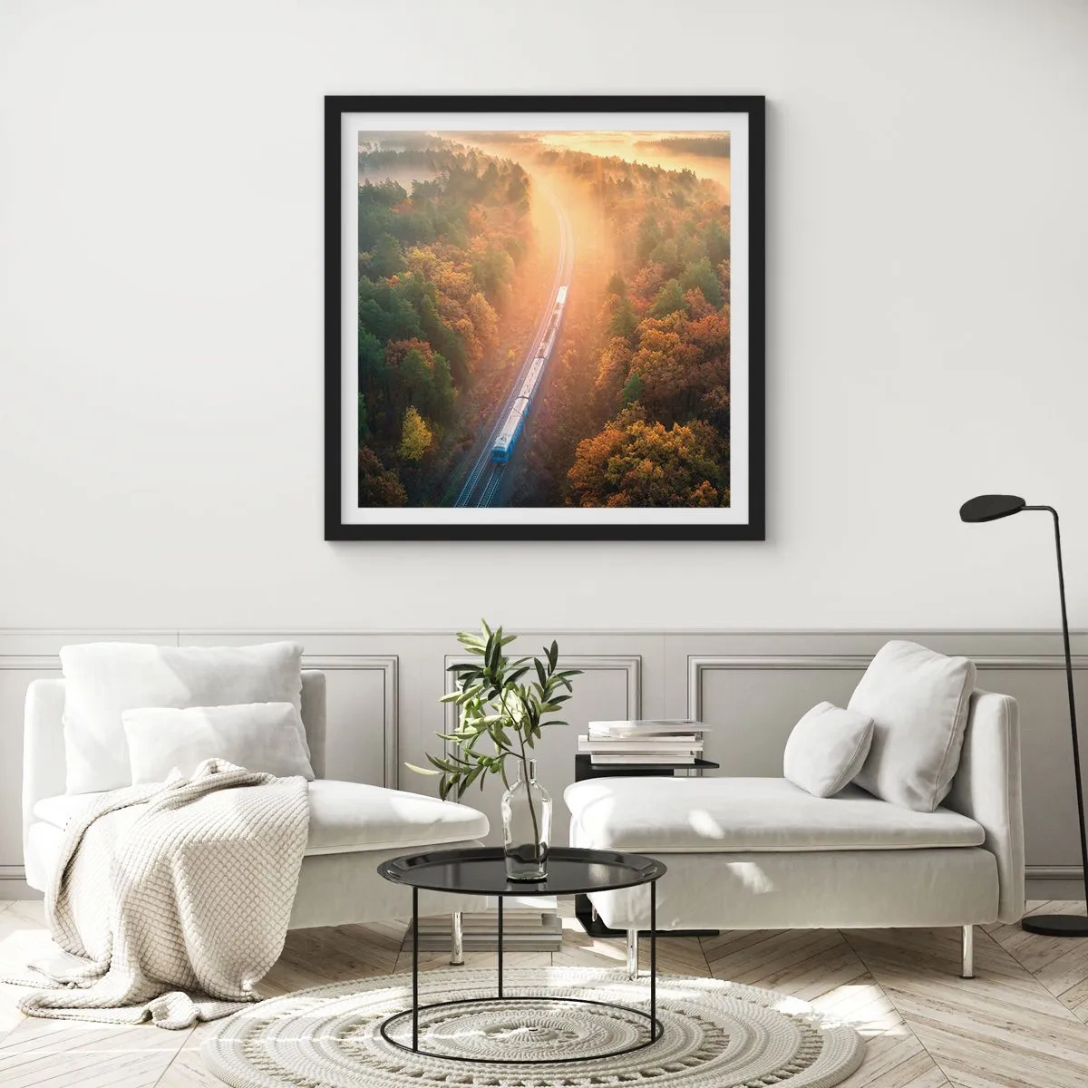 Poster in einem schwarzem Rahmen - Herbstreise - 30x30 cm