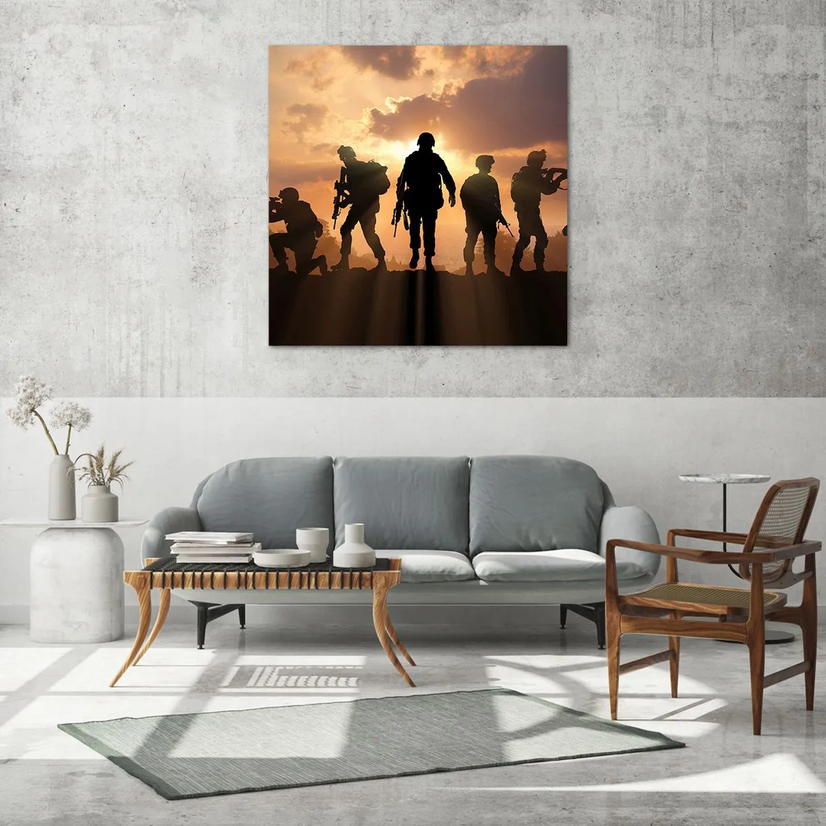 Glasbild - Bild auf glas - Waffenbrüder - 60x60 cm