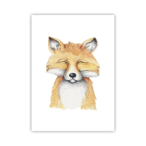 Poster - Eine bezaubernde Zeichnung eines lächelnden Fuchses in sanften Farben - 50x70cm - Fuchsstimmungen - Moderne Wanddekoration für Wohnzimmer und Schlafzimmer ARTTOR