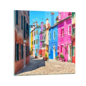 Glasbild - Bild auf glas - Städtchen "Zu Papageien" - 70x70 cm