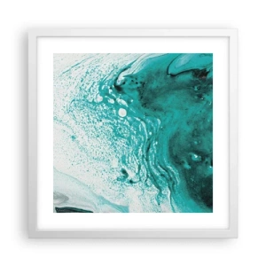 Poster in einem weißen Rahmen - Verschmelzen in Weiß und Türkis - 40x40 cm