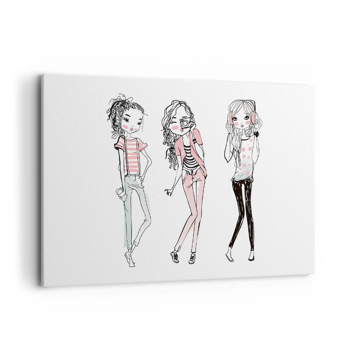 Bild auf Leinwand - Leinwandbild - Illustration modischer Mädchen in Pastellfarben - 100x70cm - Es wird, es wird Spaß machen - Moderne Wanddekoration für Wohnzimmer und Schlafzimmer ARTTOR