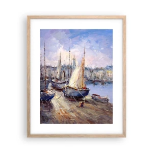 Poster in einem Rahmen aus heller Eiche - Stadt an der Bucht - 40x50 cm