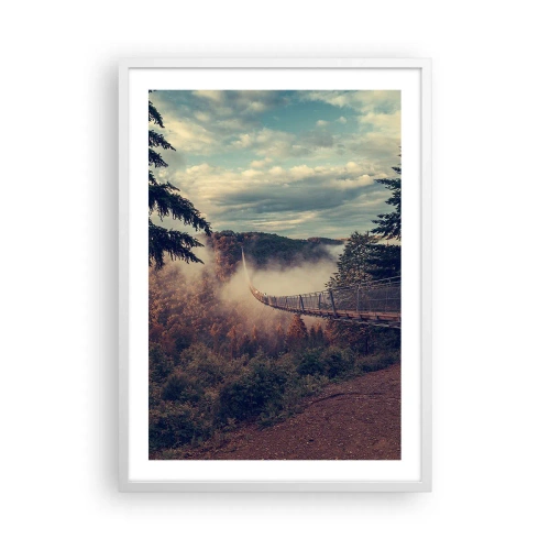 Poster in einem weißen Rahmen - Über dem Herbstwald - 50x70 cm