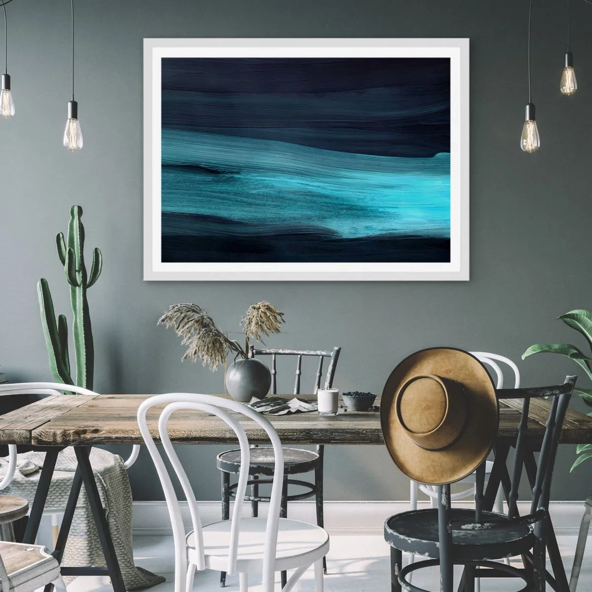 Poster in einem weißen Rahmen - Gehen Sie mit dem Strom - 50x40 cm