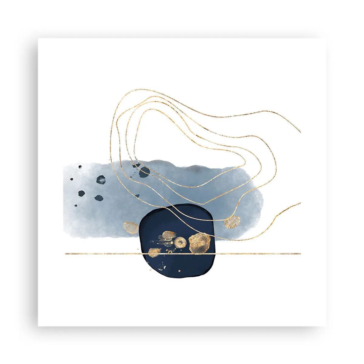 Poster - Blau-goldene Fantasie - 40x40 cm