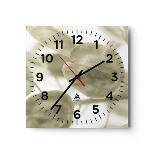 Wanduhr - Glasuhr - Am Anfang waren Blätter... - 40x40 cm
