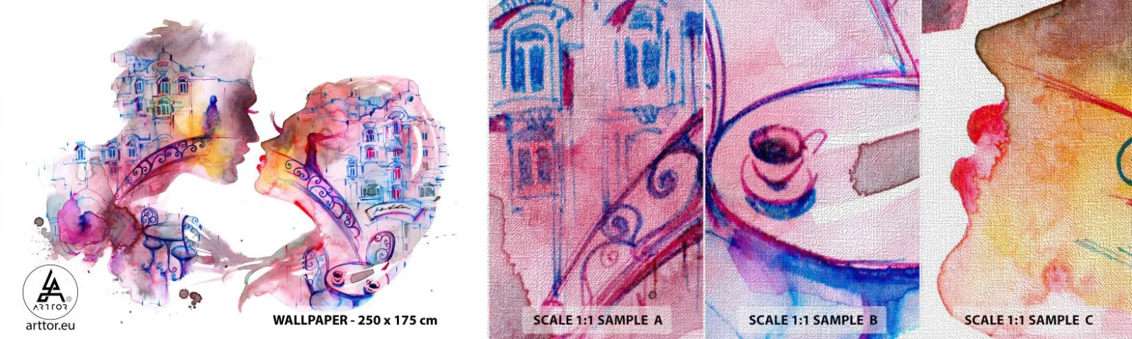 Fototapeten Muster Premium Canvas - Die geheime Seufzerbrücke - Abstraktion, Verliebtes Pärchen, Die Architektur - 100x30 cm