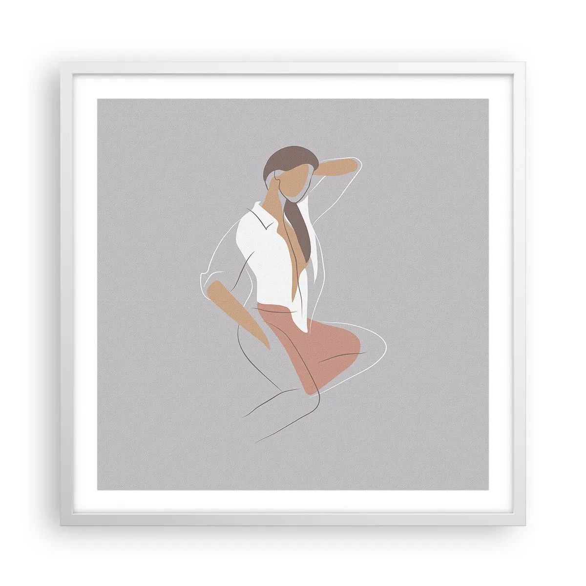 Poster in einem weißen Rahmen - Umriss der Anmut - 60x60 cm