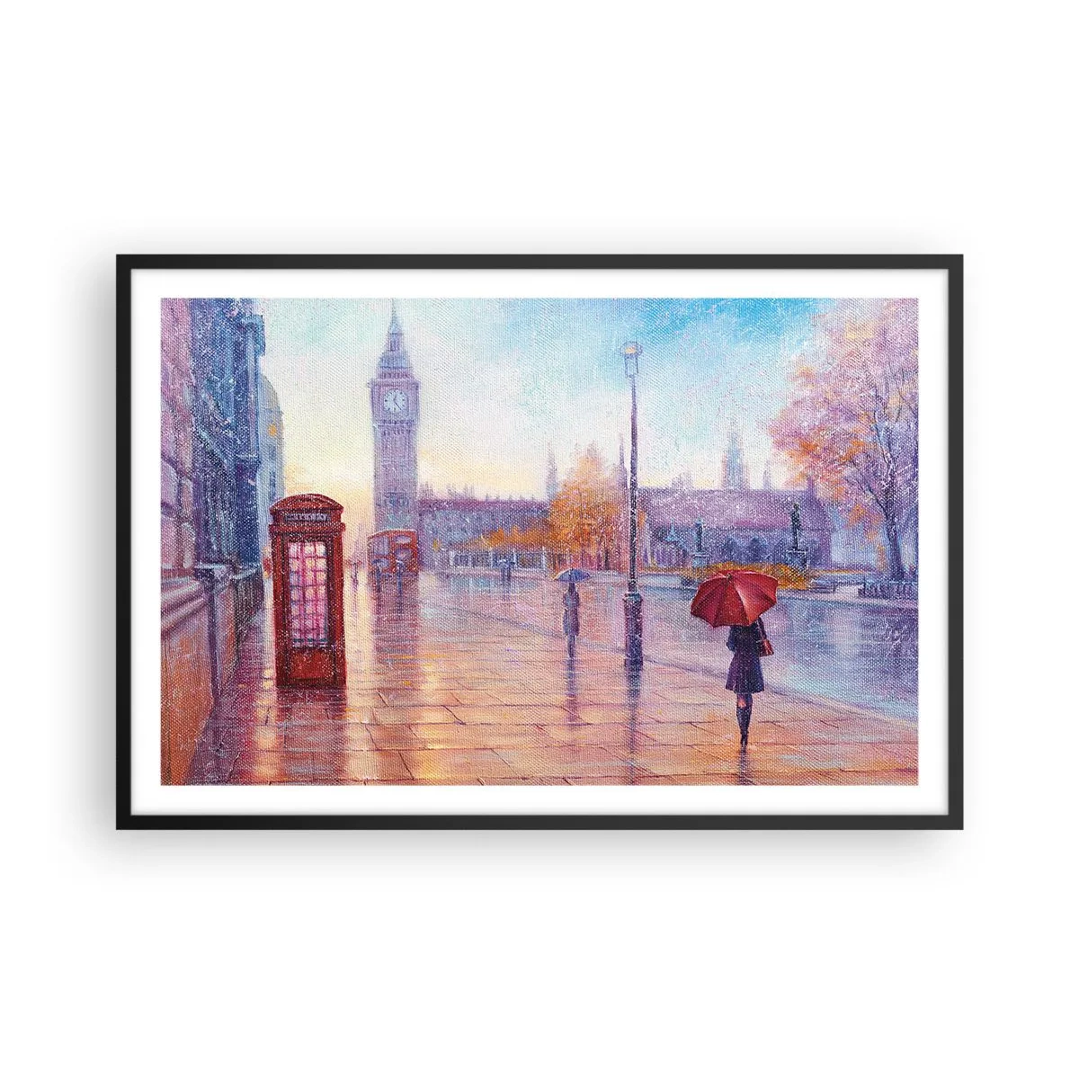 Poster in einem schwarzem Rahmen - Londoner Herbsttag - 91x61 cm