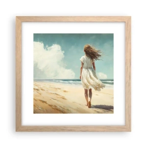 Poster in einem Rahmen aus heller Eiche - Der Sonne und dem Wind begegnen - 30x30 cm