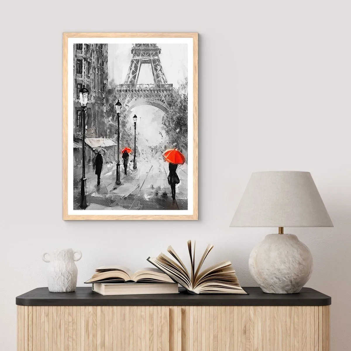 Poster in einem Rahmen aus heller Eiche - Alle Wege führen zu ihr - 30x40 cm