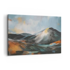 Bild auf Leinwand - Leinwandbild - Abstrakte Berglandschaft in warmen Farbtönen - 100x70cm - Roh und schön - Moderne Wanddekoration für Wohnzimmer und Schlafzimmer ARTTOR