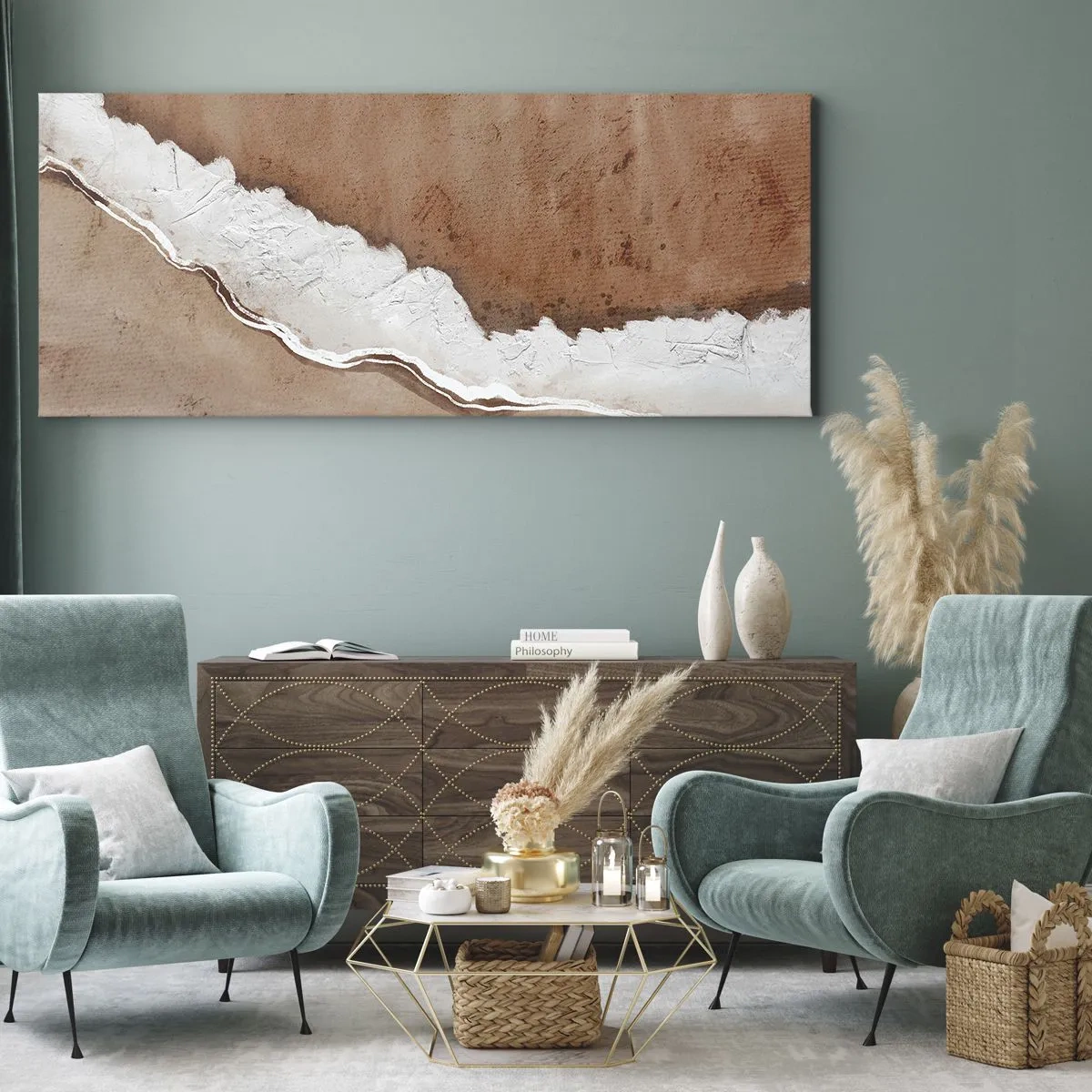Bild auf Leinwand - Leinwandbild - In Farben der Erde - 100x40 cm