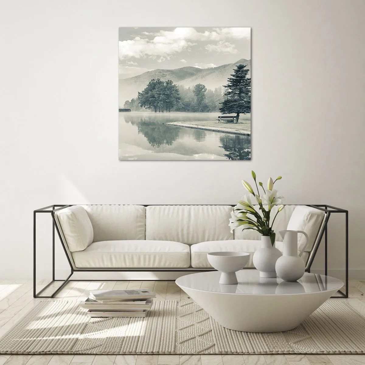 Glasbild - Bild auf glas - Der See schläft noch - 70x70 cm