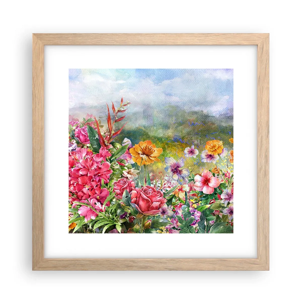 Poster in einem Rahmen aus heller Eiche - Ein Garten, der verrückt geworden ist - 30x30 cm