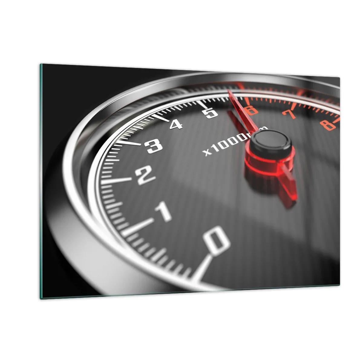 Glasbild - Bild auf glas - Drehzahlmesser in einem Sportwagen mit roter Anzeige - 120x80cm - Vollgas! - Moderne Wanddekoration für Wohnzimmer und Schlafzimmer ARTTOR