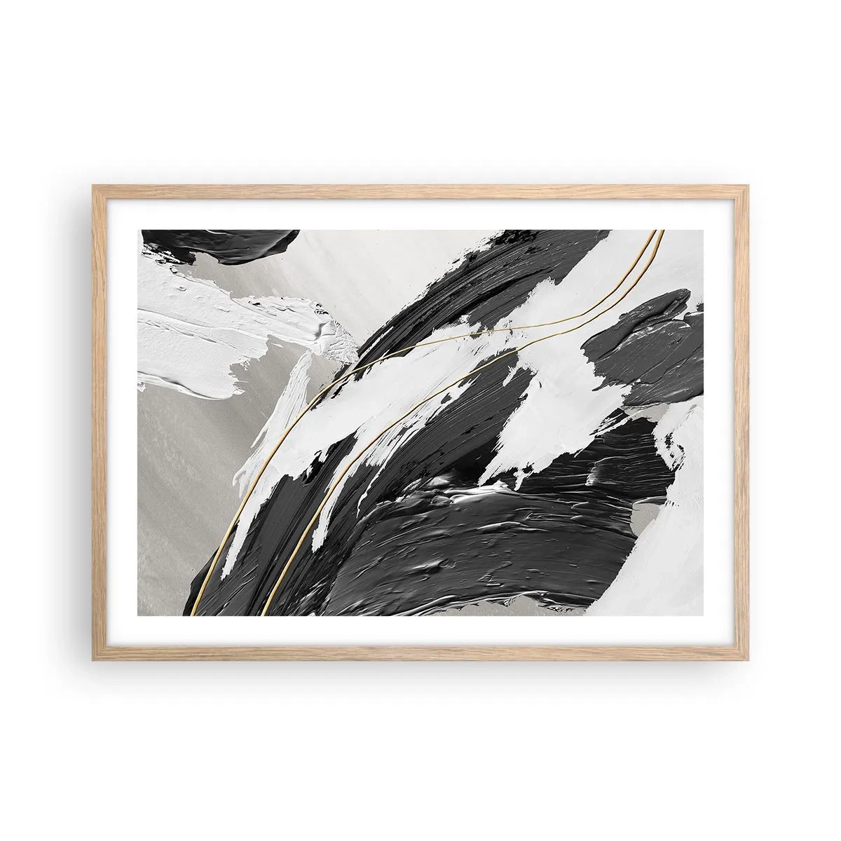 Poster in einem Rahmen aus heller Eiche - Abstraktion in großem Stil - 70x50 cm