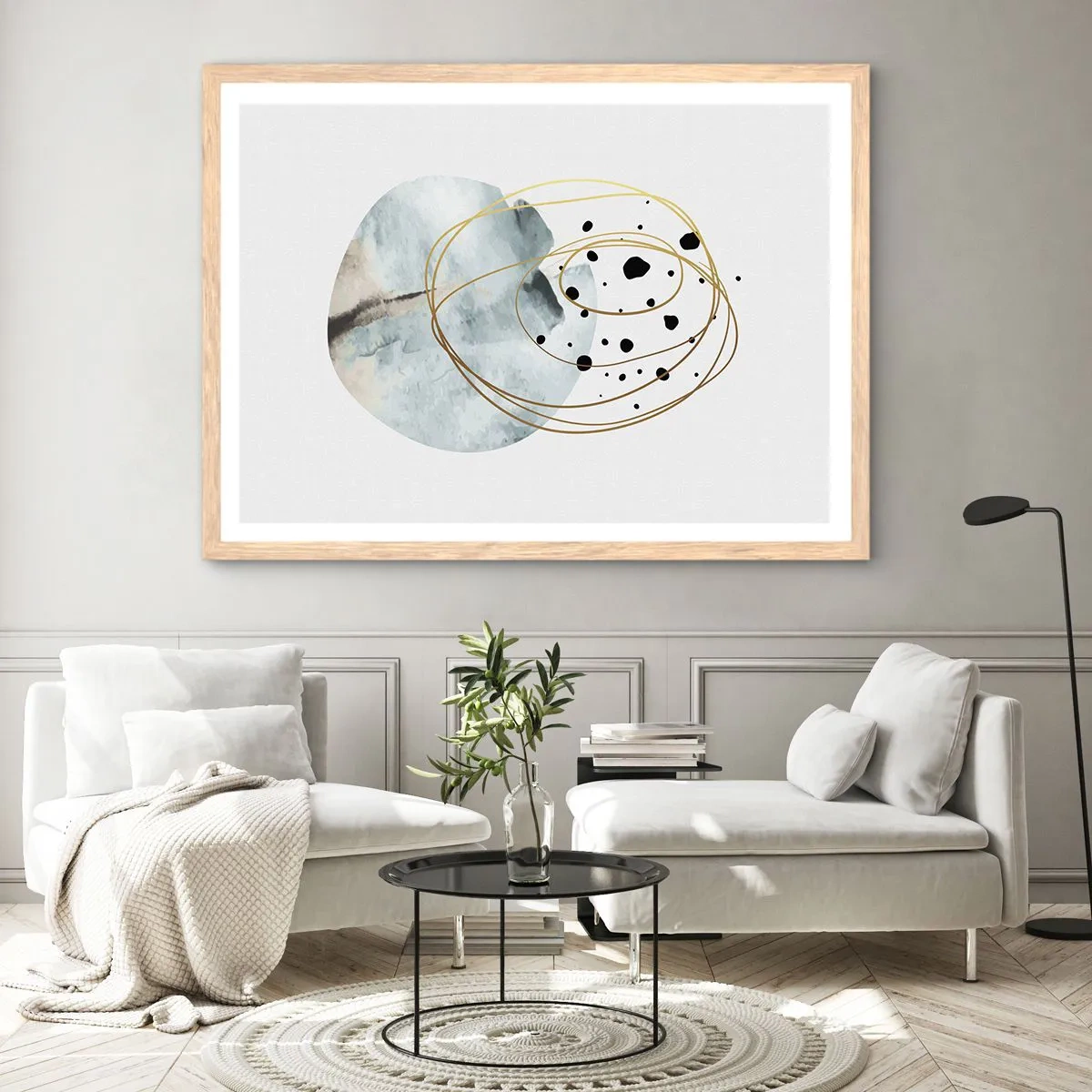 Poster in einem Rahmen aus heller Eiche - Vom Weltraum umarmt - 70x50 cm
