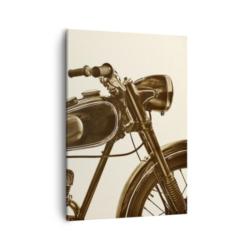 Bild auf Leinwand - Leinwandbild - Ein Vintage-Retro-Motorrad auf hellem Hintergrund - 50x70cm - Sehnsucht nach den Klassikern - Moderne Wanddekoration für Wohnzimmer und Schlafzimmer ARTTOR