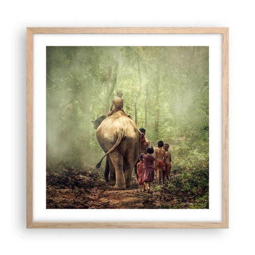 Poster in einem Rahmen aus heller Eiche - Neues Dschungelbuch - 50x50 cm