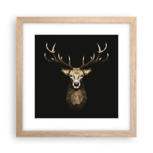 Poster in einem Rahmen aus heller Eiche - Kubistischer Hirsch - 30x30 cm