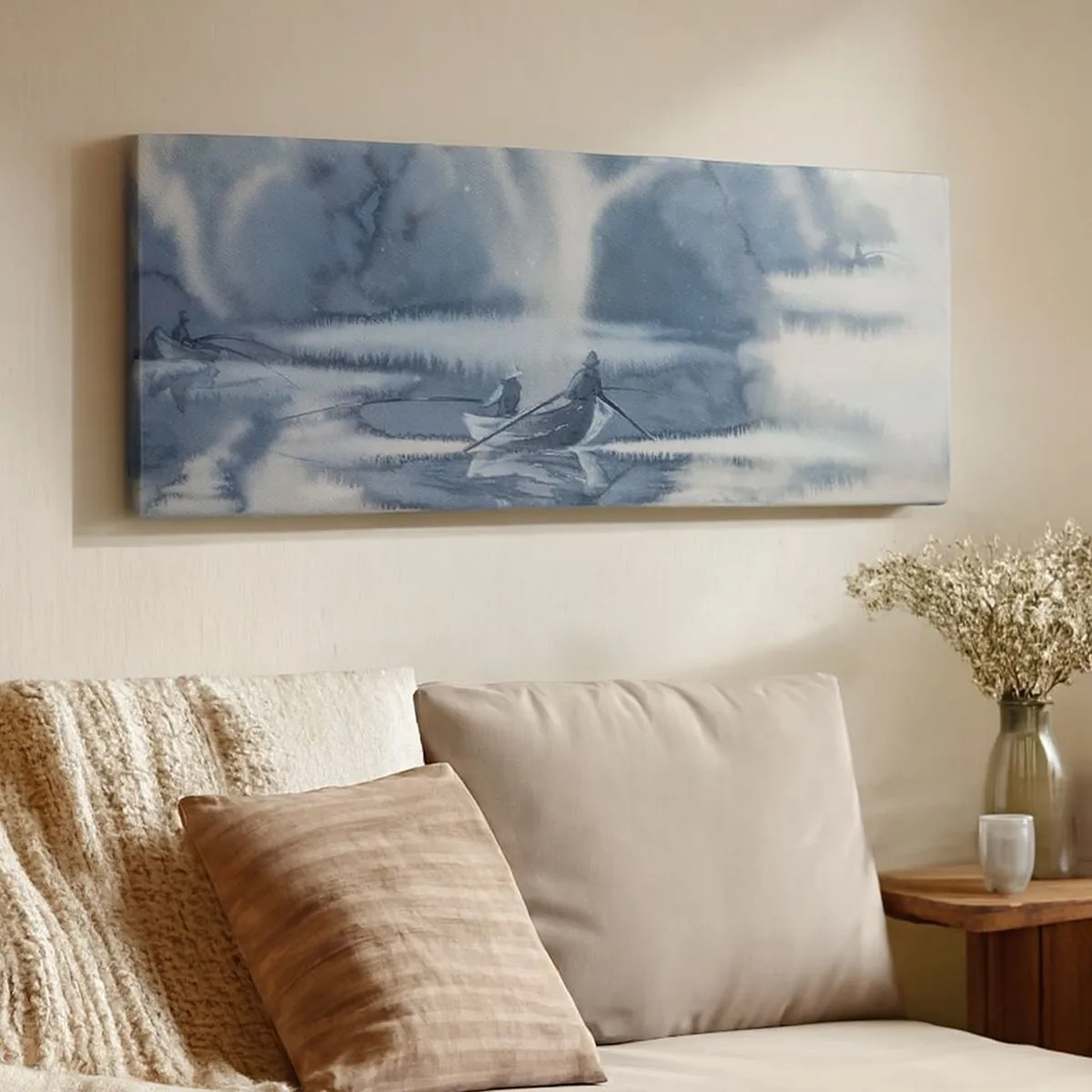 Bild auf Leinwand - Leinwandbild - Angler in ihrem Paradies - 100x40 cm