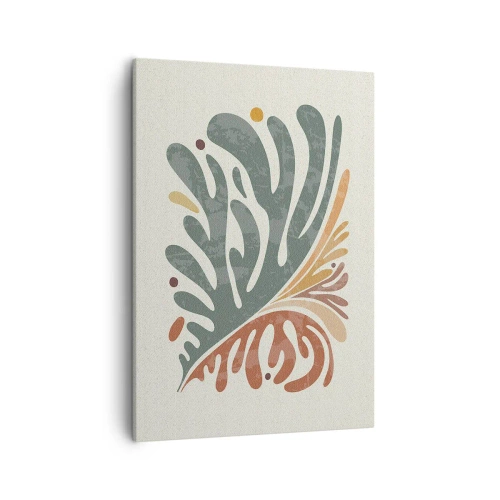 Bild auf Leinwand - Leinwandbild - Buntes abstraktes Blatt auf hellem Hintergrund - 50x70cm - Mehrfarbiges Blatt - Moderne Wanddekoration für Wohnzimmer und Schlafzimmer ARTTOR