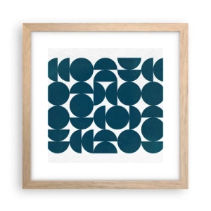 Poster in einem Rahmen aus heller Eiche - Kreise und Halbkreise - 30x30 cm