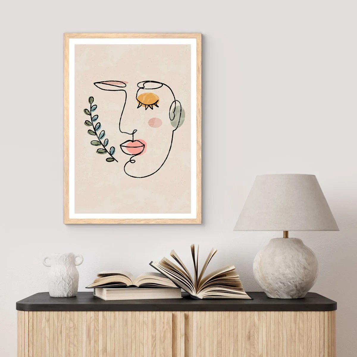 Poster in einem Rahmen aus heller Eiche - Frieden ist gefunden - 30x40 cm