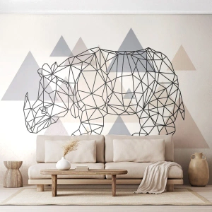 Fototapete Premium Sand - Struktur der Stärke - Abstraktion, Grafik, Nashorn - 300x210 cm