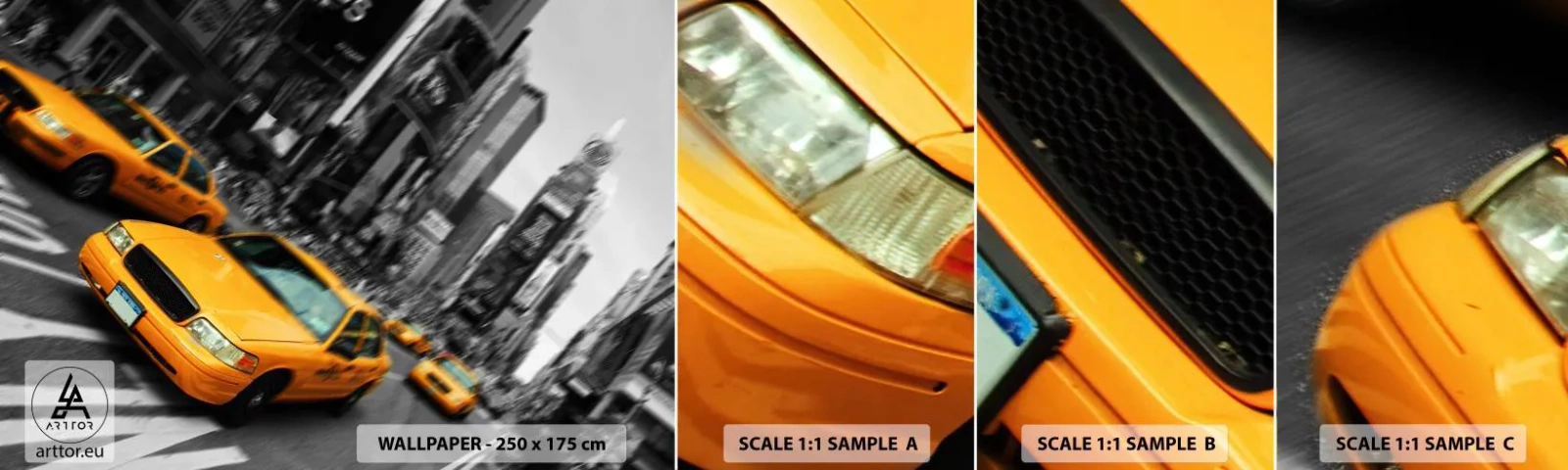 Fototapetenmuster Standard Eco - New Yorker Sonnentropfen - Stadt, New York, Taxi - 100x30 cm