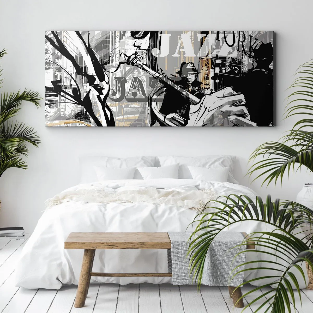 Bild auf Leinwand - Leinwandbild - New Yorker Jazzszene - 160x50cm - Im Rhythmus von New York - Moderne Wanddekoration für Wohnzimmer und Schlafzimmer ARTTOR