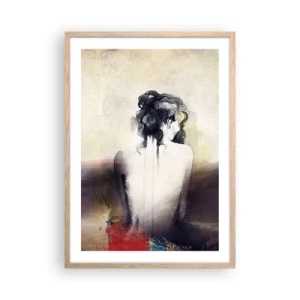 Poster in einem Rahmen aus heller Eiche - Glatte Linien, ovale Formen - 50x70 cm