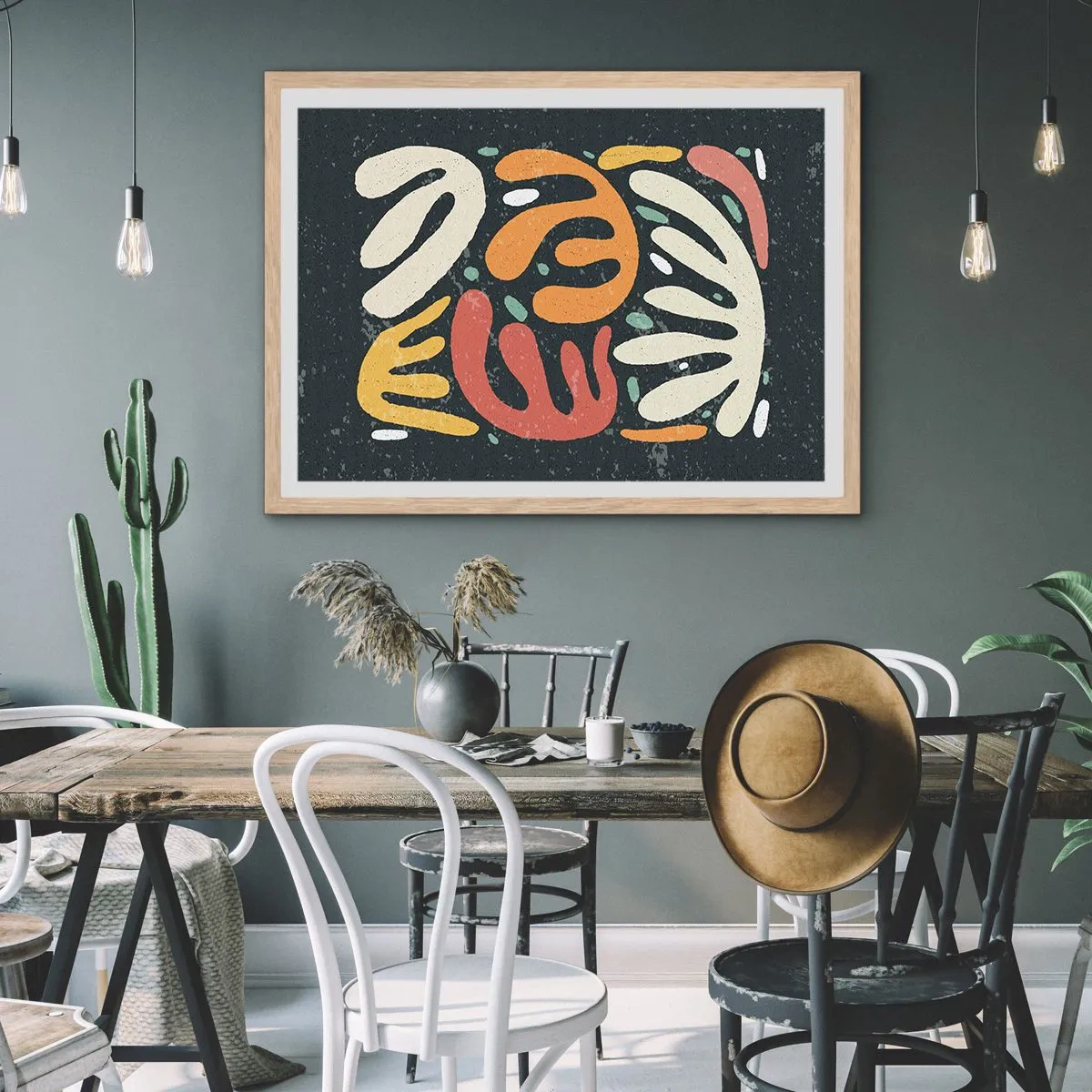 Poster in einem Rahmen aus heller Eiche - Komposition – Ich erwische dich gleich - 70x50 cm