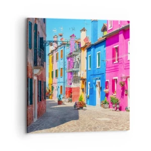 Bild auf Leinwand - Leinwandbild - Städtchen "Zu Papageien" - 70x70 cm