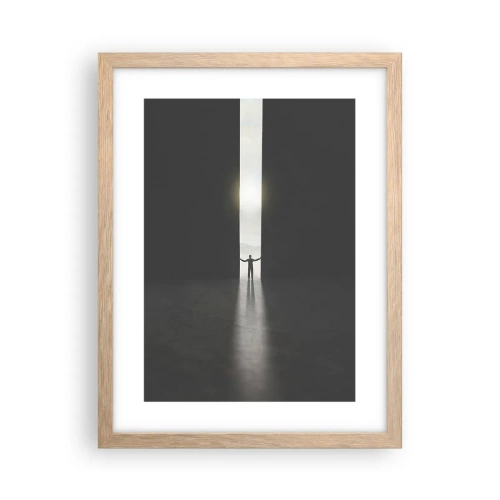 Poster in einem Rahmen aus heller Eiche - Ein Schritt in eine strahlende Zukunft - 30x40 cm