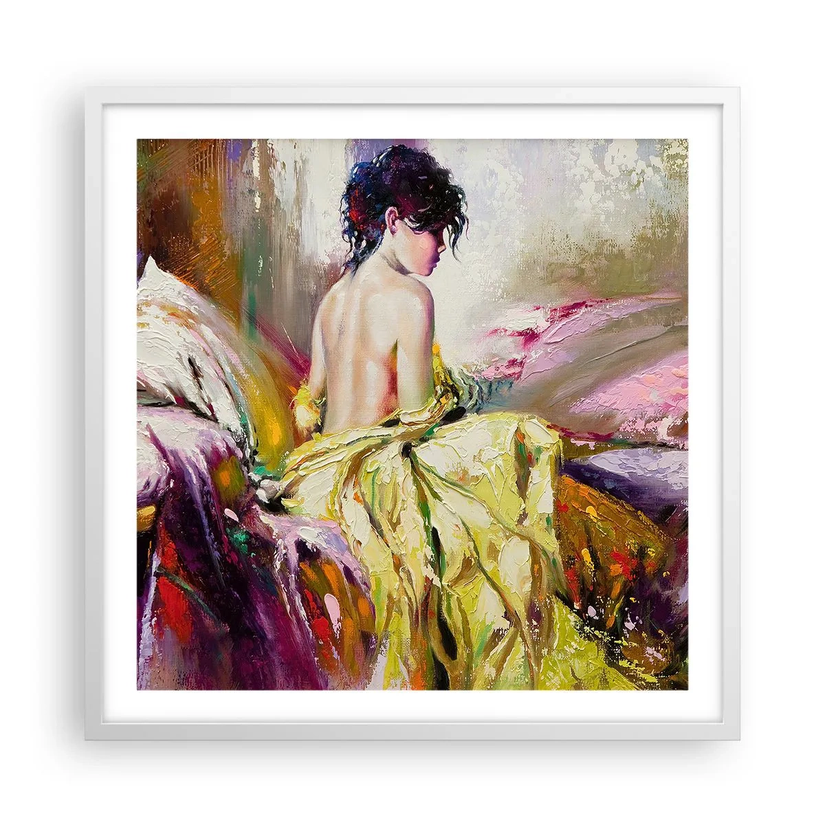 Poster in einem weißen Rahmen - Zwischen den Lippen und dem Rand der Tasse - 60x60 cm