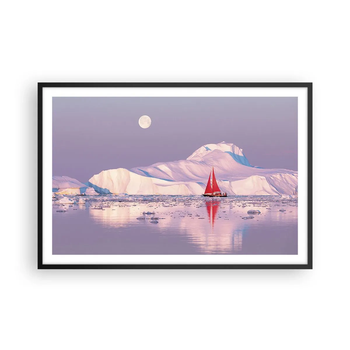 Poster in einem schwarzem Rahmen - Die Hitze des Segels, die Kälte des Eises - 91x61 cm