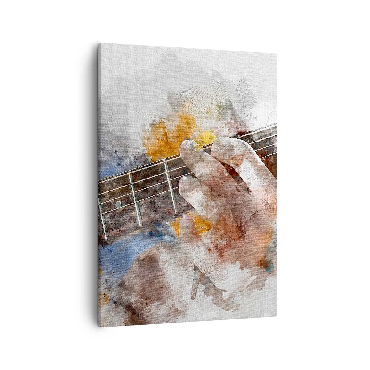 Bild auf Leinwand - Leinwandbild - Abstraktes Bild einer Hand, die Gitarre spielt - 50x70cm - Poesie zwischen den Saiten - Moderne Wanddekoration für Wohnzimmer und Schlafzimmer ARTTOR