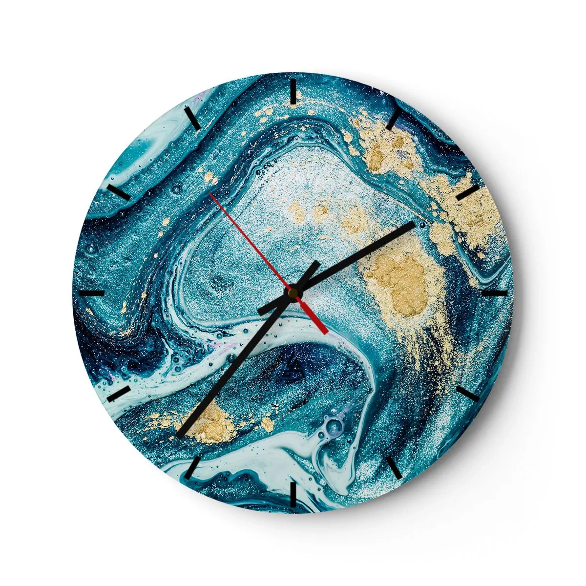 Wanduhr - Glasuhr - Blauer Wirbel - 40x40 cm