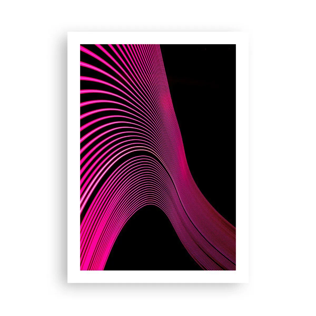 Poster - Dynamische rosa Linien auf schwarzem Hintergrund - 50x70cm - Allee des Lichts - Moderne Wanddekoration für Wohnzimmer und Schlafzimmer ARTTOR