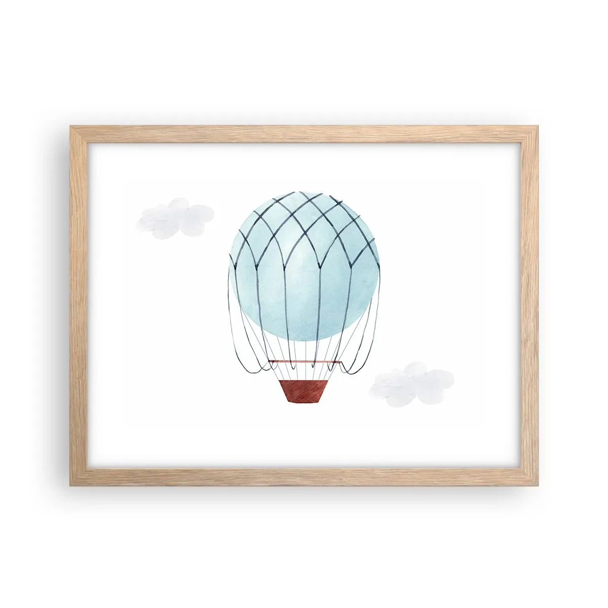 Poster in einem Rahmen aus heller Eiche - Ganz in den Wolken - 40x30 cm
